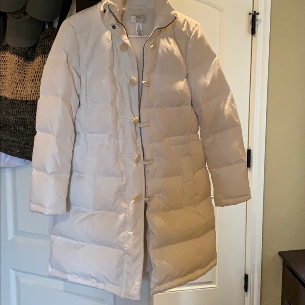 White Anne Taylor Loft Parka Coat